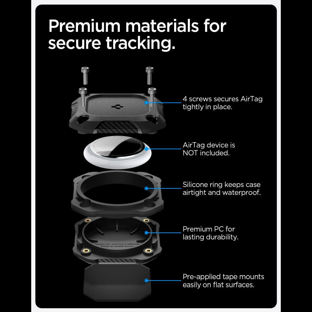 Custodia Waterproof Spigen Tough Armor per Apple AirTag, Nera ACS09781