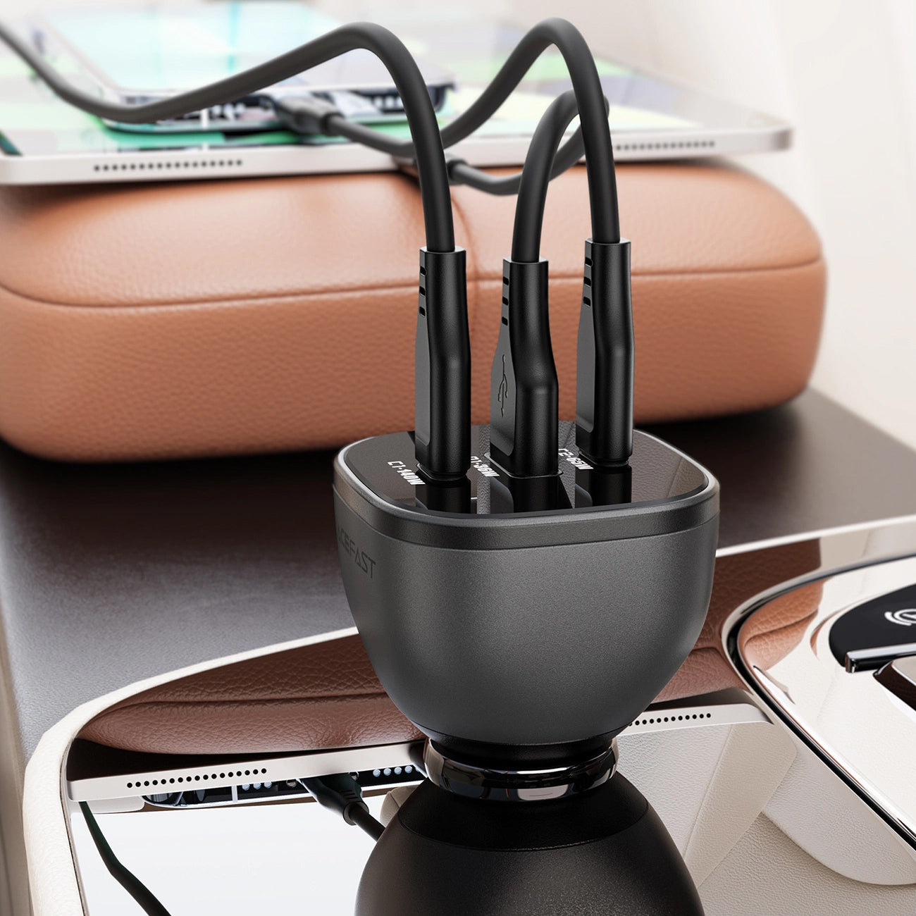 Caricabatterie Auto Acefast B14, 165W, 5A, 1 x USB-A - 2 x USB-C, Nero