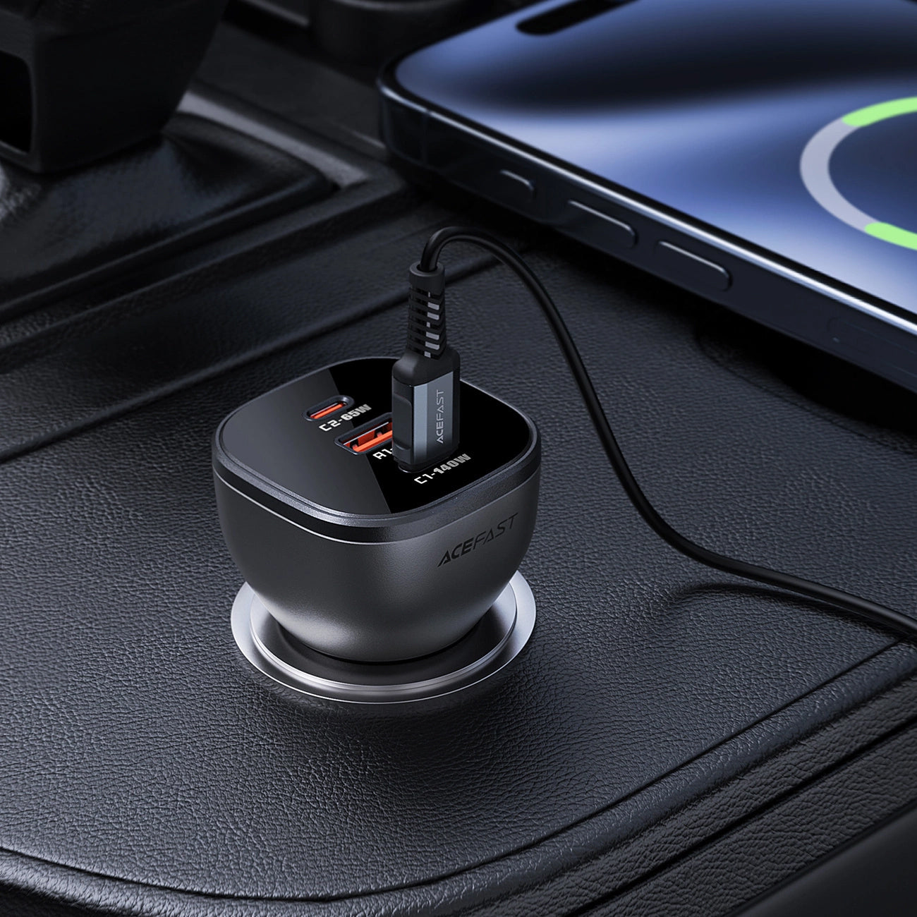 Caricabatterie Auto Acefast B14, 165W, 5A, 1 x USB-A - 2 x USB-C, Nero