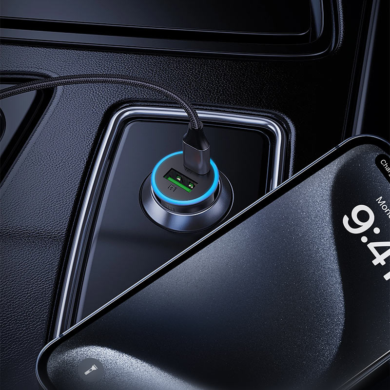 Caricabatterie Auto Acefast B15, 65W, 3.25A, 1 X USB-A - 1 x USB-C, Grigio