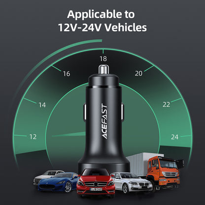 Caricabatterie Auto Acefast B2, 72W, 3A, 2 x USB-C, Nero