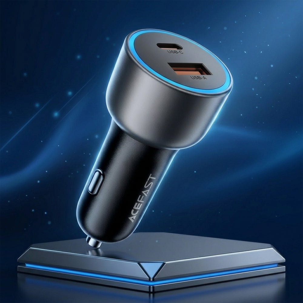 Caricatore Auto Acefast B21, 75W, 3A, 1 x USB-A - 1 x USB-C, Grigio