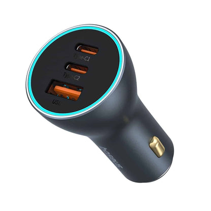 Caricabatterie Auto Baseus Golden Contactor Pro, 65W, 3A, 1 x USB-A - 2 x USB-C, Grigio C00035202841-00