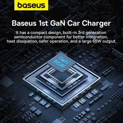 Caricabatterie Auto Baseus Golden Contactor Pro, 65W, 3A, 1 x USB-A - 2 x USB-C, Grigio C00035202841-00