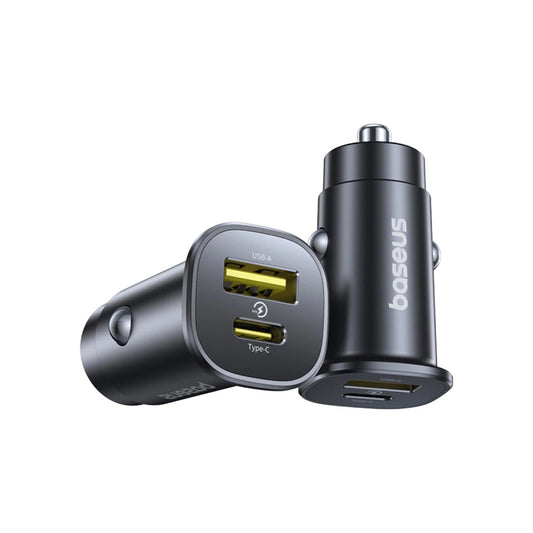 Caricabatterie Auto Baseus GoTrip, 30W, 3A, 1 x USB-A - 1 x USB-C, Nero