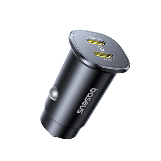 Baseus GoTrip Car Charger, 30W, 3A, 2 x USB-C, Black