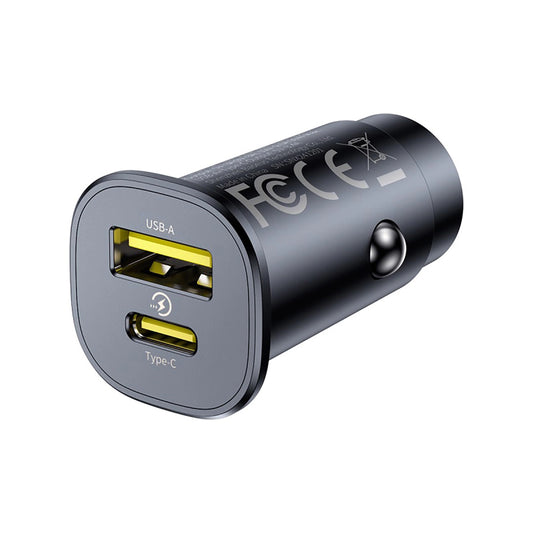 Caricabatterie Auto Baseus GoTrip, 30W, 3A, 1 x USB-A - 1 x USB-C, Nero