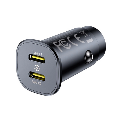 Caricabatterie Auto Baseus GoTrip, 30W, 3A, 2 x USB-C, Nero