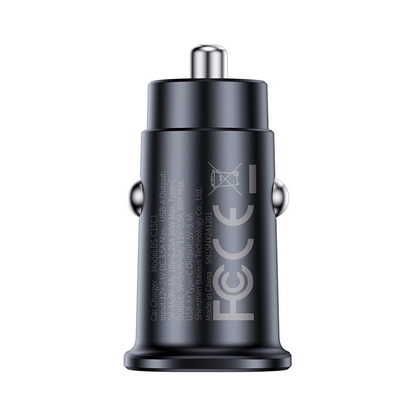 Caricabatterie Auto Baseus GoTrip, 30W, 3A, 2 x USB-C, Nero