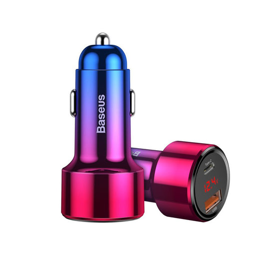 Caricabatterie Auto Baseus Magic Display Series, 45W, 5A, 1 x USB-A - 1 x USB-C, Multicolore CCMLC20C-09