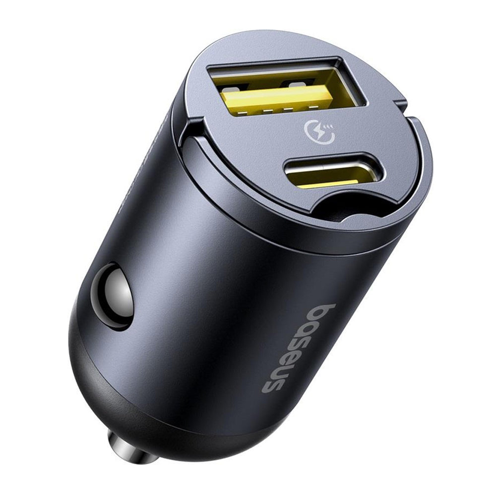 Caricabatterie Auto Baseus Tiny Star, 30W, 3A, 1 x USB-A - 1 x USB-C, Nero C00035001121-02