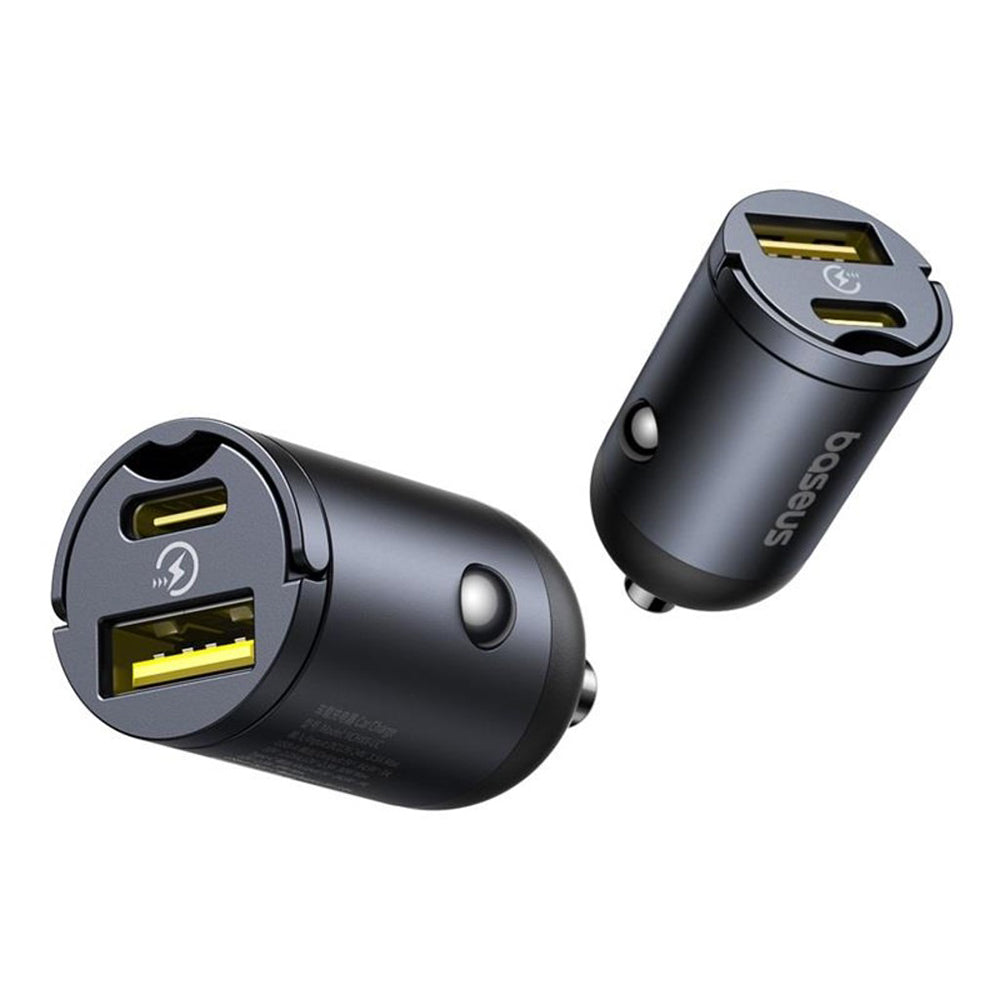 Caricabatterie Auto Baseus Tiny Star, 30W, 3A, 1 x USB-A - 1 x USB-C, Nero C00035001121-02