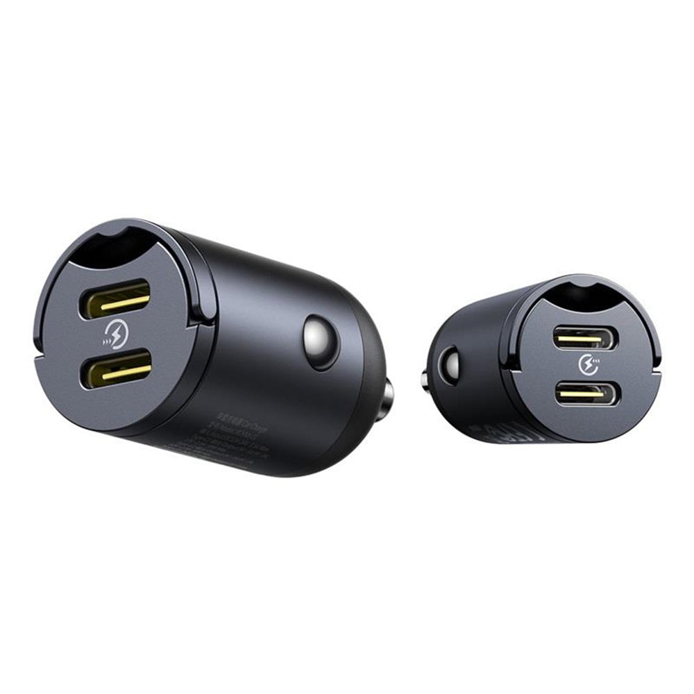 Caricabatterie Auto Baseus Tiny Star, 30W, 3A, 2 x USB-C, Nero C00035001121-03
