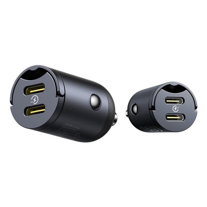 Caricabatterie Auto Baseus Tiny Star, 30W, 3A, 2 x USB-C, Nero C00035001121-03