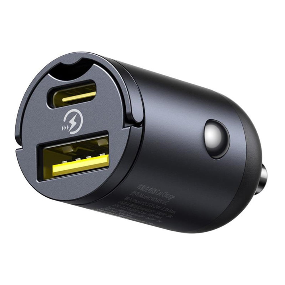 Caricabatterie Auto Baseus Tiny Star, 30W, 3A, 1 x USB-A - 1 x USB-C, Nero C00035001121-02