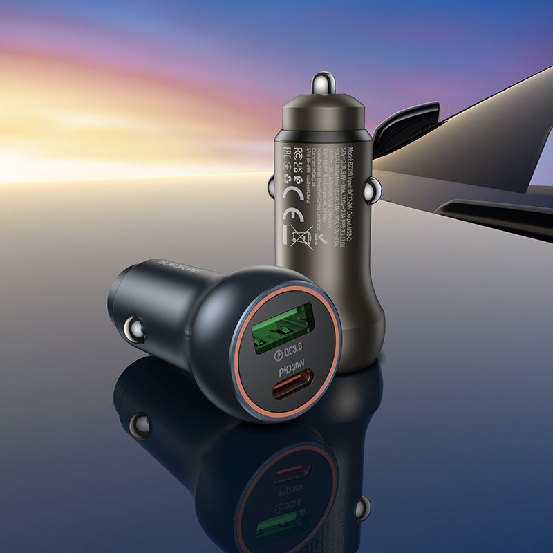 Caricabatterie Auto Borofone BZ32B Fresh, 48W, 3A, 1 x USB-A - 1 x USB-C, Grigio