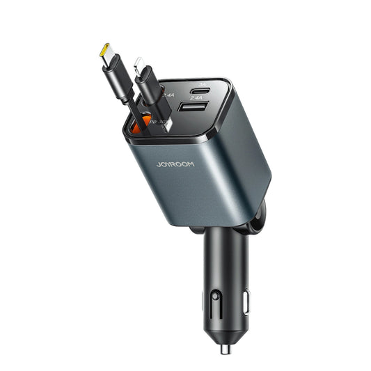Car Charger with USB-C / Lightning Cable Joyroom JR-CCL05, 30W, 3A, 1 x USB-A - 1 x USB-C, Gray