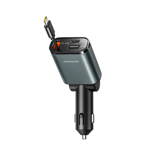 Caricabatterie Auto Con Cavo USB-C Joyroom JR-CCL07, 30W, 3A, 1 x USB-A - 1 x USB-C, Grigio