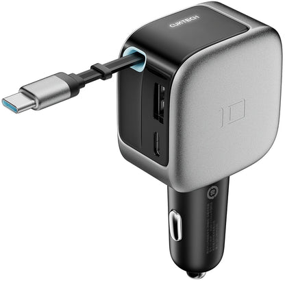 Caricatore Auto Con Cavo USB-C Cuktech CC903P Display, 100W, 5A, 1 x USB-A - 1 x USB-C, Grigio