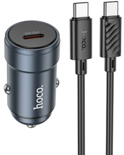 Caricatore Auto Con Cavo USB-C HOCO Z57, 30W, 3A, 1 x USB-C, Grigio