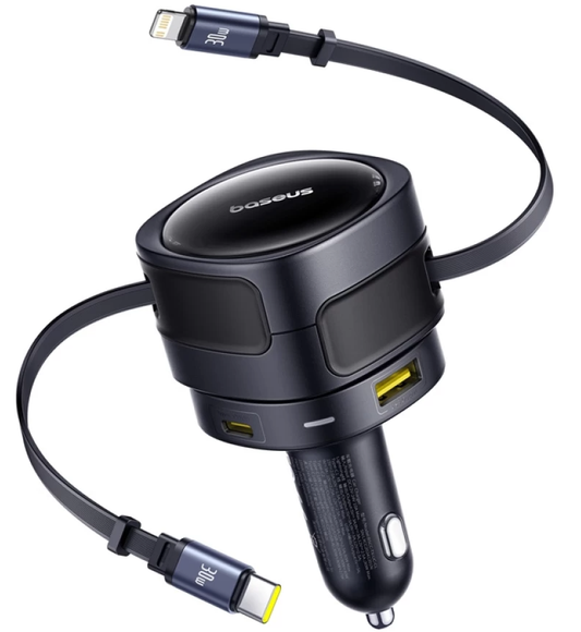 Caricabatterie da auto con cavo USB-C / Lightning Baseus Enjoyment Max, 90 W, 1 x USB-A - 1 x USB-C, Nero C00035507121-02