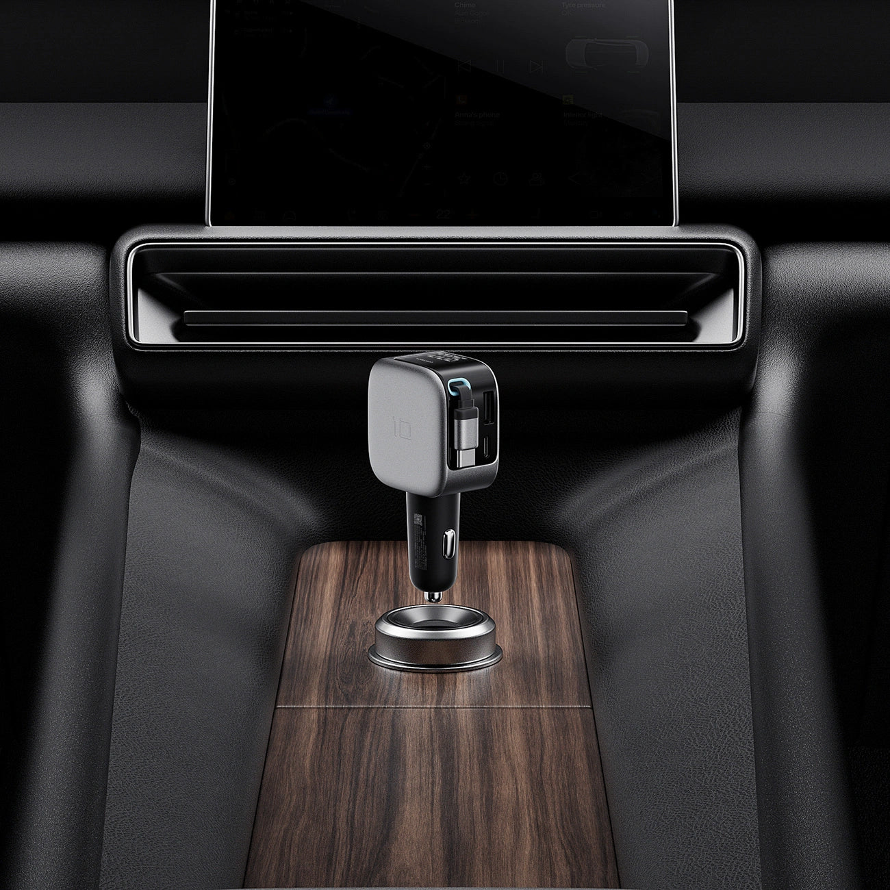 Caricatore Auto Con Cavo USB-C Cuktech CC903P Display, 100W, 5A, 1 x USB-A - 1 x USB-C, Grigio
