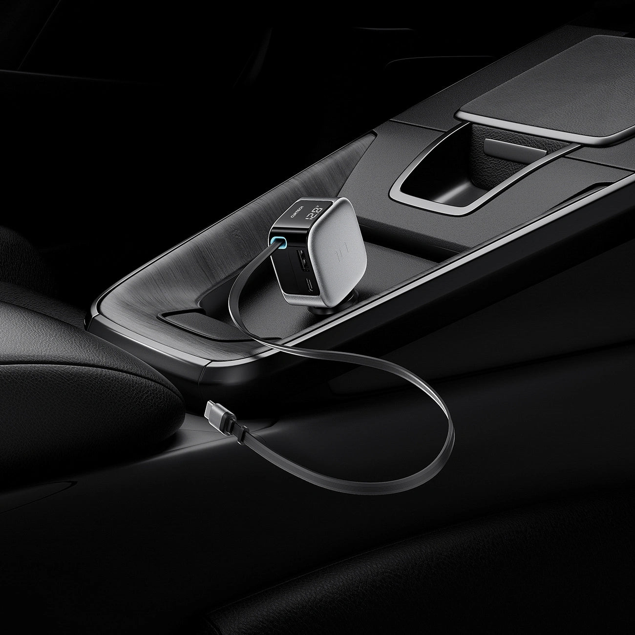 Caricatore Auto Con Cavo USB-C Cuktech CC903P Display, 100W, 5A, 1 x USB-A - 1 x USB-C, Grigio