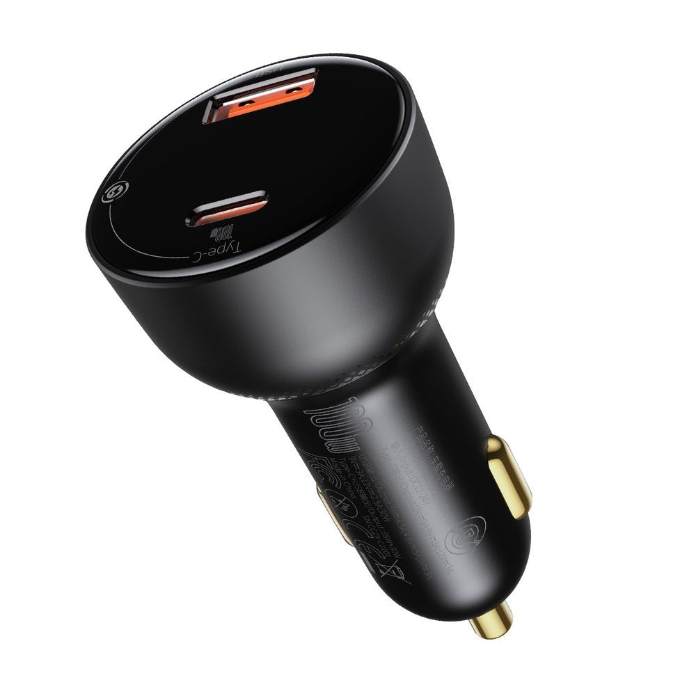 Caricabatterie Auto Con Cavo USB-C Baseus Superme, 100W, 5A, 1 x USB-A - 1 x USB-C, Nero TZCCZX-01