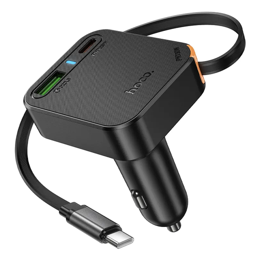 Caricabatterie Auto Con Cavo USB-C HOCO NZ18, 65W, 3A, 1 x USB-A - 1 x USB-C, Nero