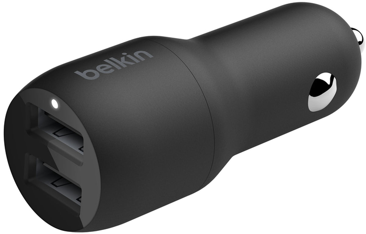 Caricatore Auto Con Cavo USB-C Belkin BoostCharge Dual, 24W, 2.4A, 2 x USB-A, Nero CCE001bt1MBK