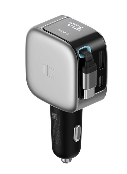 Caricatore Auto Con Cavo USB-C Cuktech CC903P Display, 100W, 5A, 1 x USB-A - 1 x USB-C, Grigio