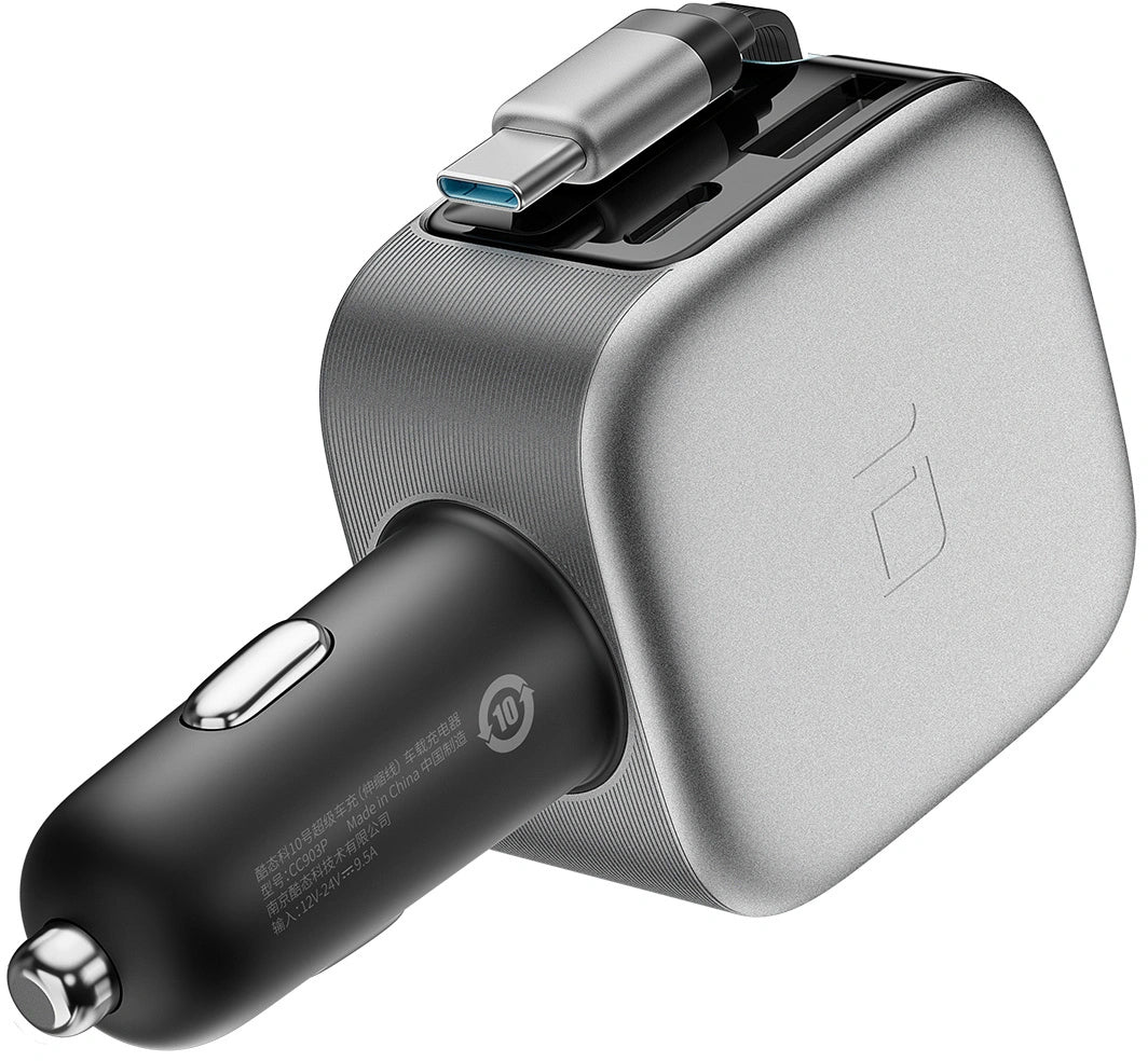 Caricatore Auto Con Cavo USB-C Cuktech CC903P Display, 100W, 5A, 1 x USB-A - 1 x USB-C, Grigio