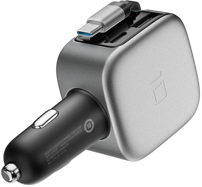 Caricatore Auto Con Cavo USB-C Cuktech CC903P Display, 100W, 5A, 1 x USB-A - 1 x USB-C, Grigio