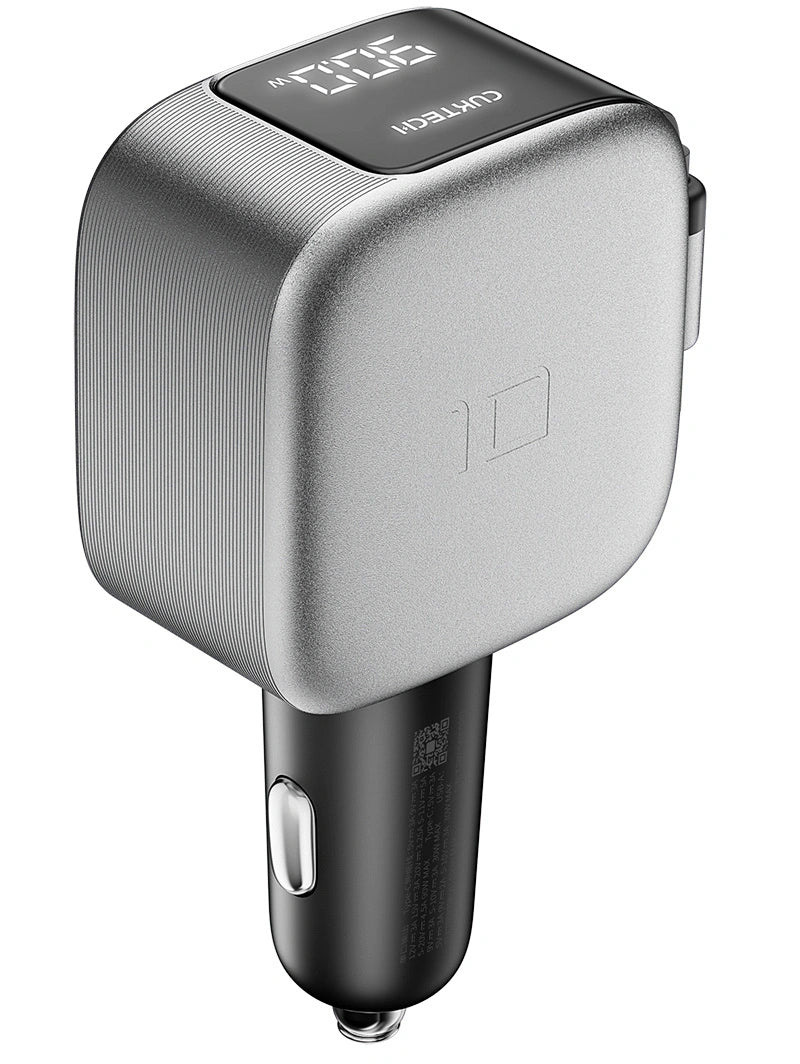 Caricatore Auto Con Cavo USB-C Cuktech CC903P Display, 100W, 5A, 1 x USB-A - 1 x USB-C, Grigio