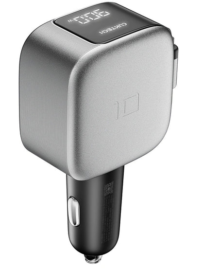 Caricatore Auto Con Cavo USB-C Cuktech CC903P Display, 100W, 5A, 1 x USB-A - 1 x USB-C, Grigio