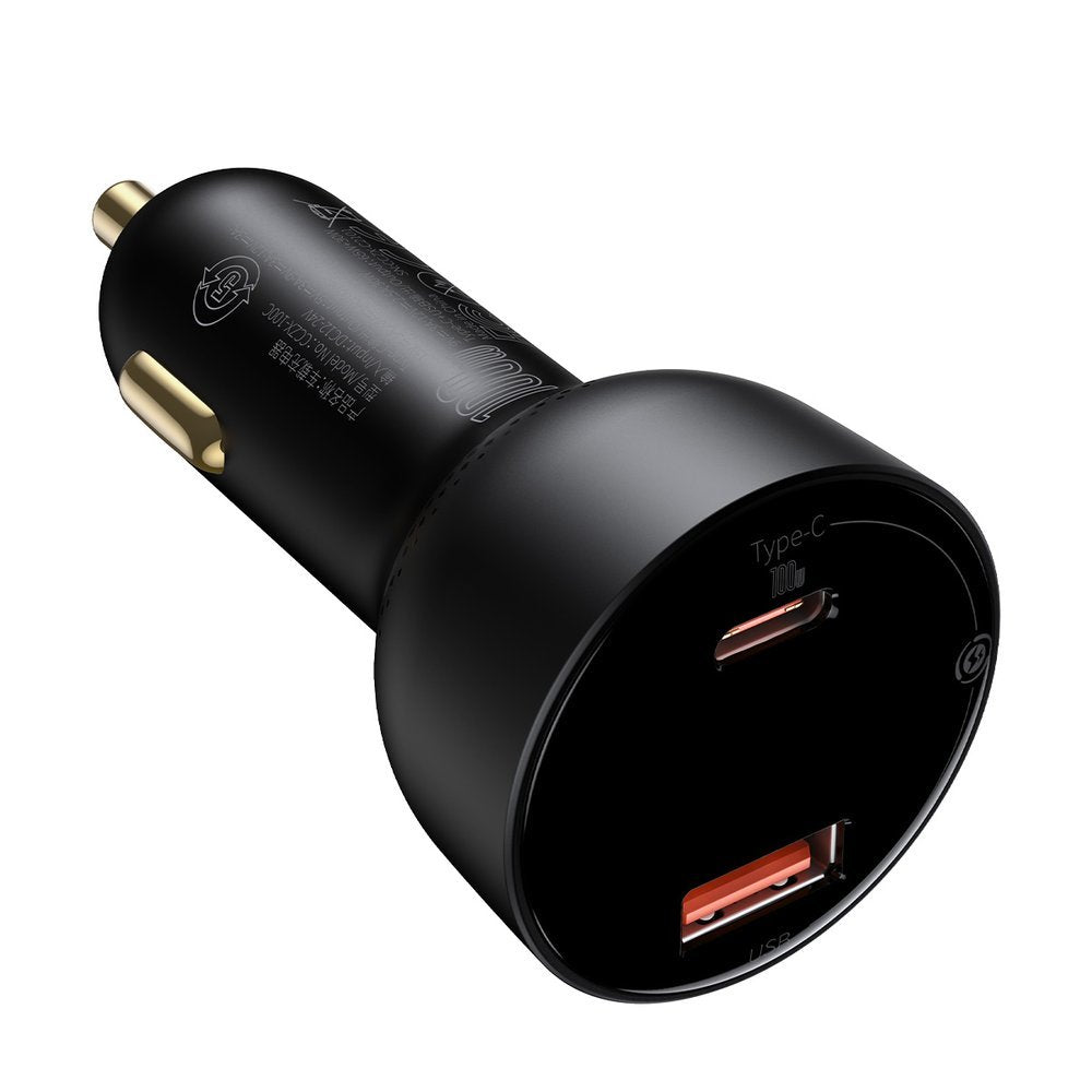 Caricabatterie Auto Con Cavo USB-C Baseus Superme, 100W, 5A, 1 x USB-A - 1 x USB-C, Nero TZCCZX-01