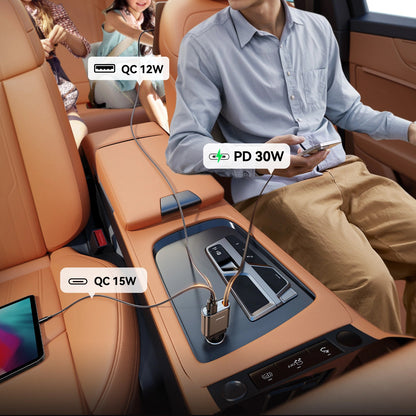 Caricabatterie Auto Con Cavo USB-C Joyroom JR-CCL07, 30W, 3A, 1 x USB-A - 1 x USB-C, Grigio