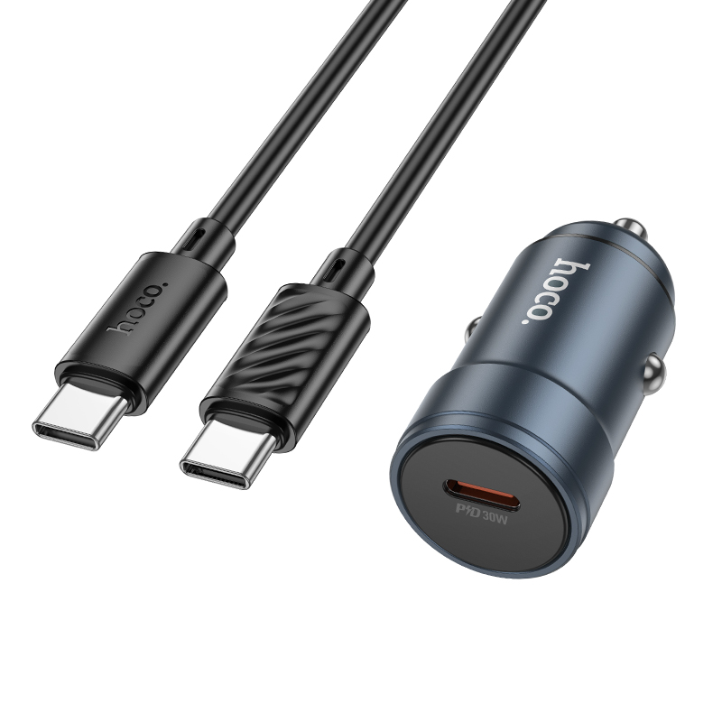 Caricatore Auto Con Cavo USB-C HOCO Z57, 30W, 3A, 1 x USB-C, Grigio