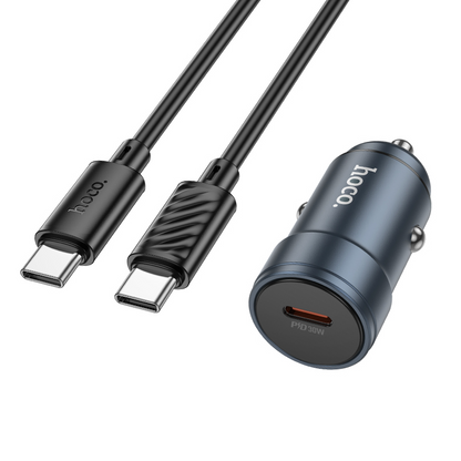 Caricatore Auto Con Cavo USB-C HOCO Z57, 30W, 3A, 1 x USB-C, Grigio