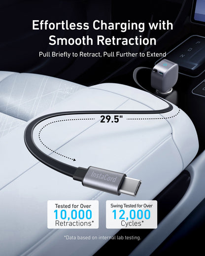 Anker Nano Car Charger with USB-C Cable, 75W, 3A, 1 x USB-C, Gray A2738HA2