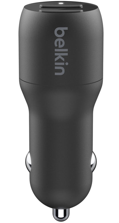 Caricatore Auto Con Cavo USB-C Belkin BoostCharge Dual, 24W, 2.4A, 2 x USB-A, Nero CCE001bt1MBK