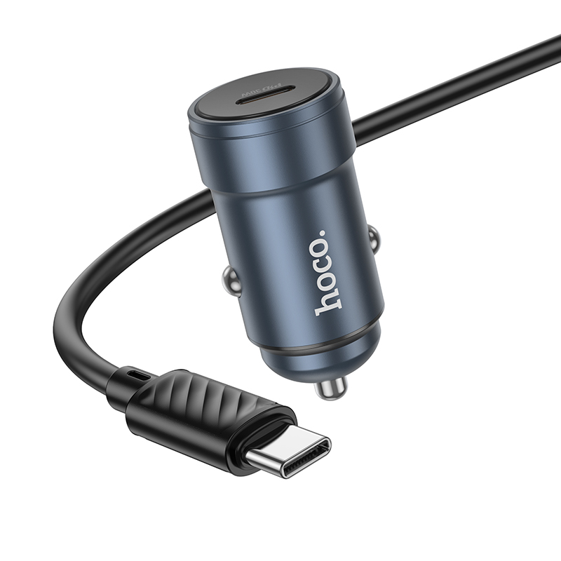 Caricatore Auto Con Cavo USB-C HOCO Z57, 30W, 3A, 1 x USB-C, Grigio