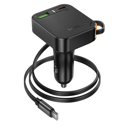 Caricabatterie Auto Con Cavo USB-C HOCO NZ18, 65W, 3A, 1 x USB-A - 1 x USB-C, Nero