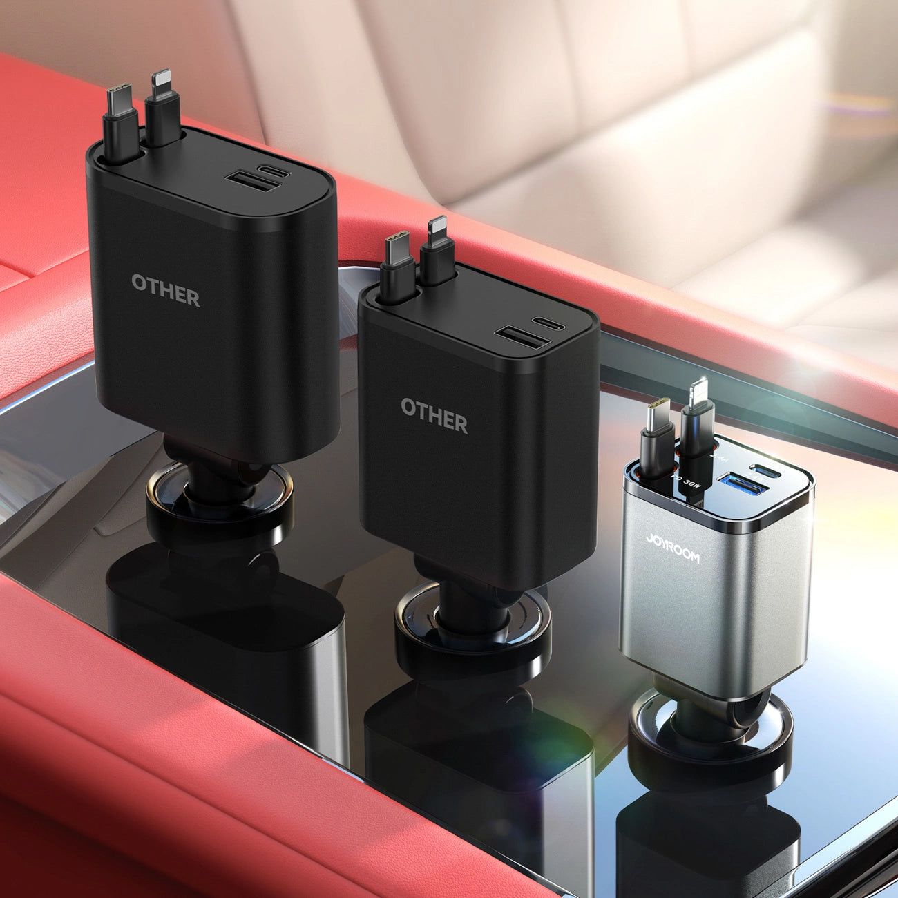 Caricabatterie Auto Con Cavo USB-C / Lightning Joyroom JR-CCL05, 30W, 3A, 1 x USB-A - 1 x USB-C, Grigio
