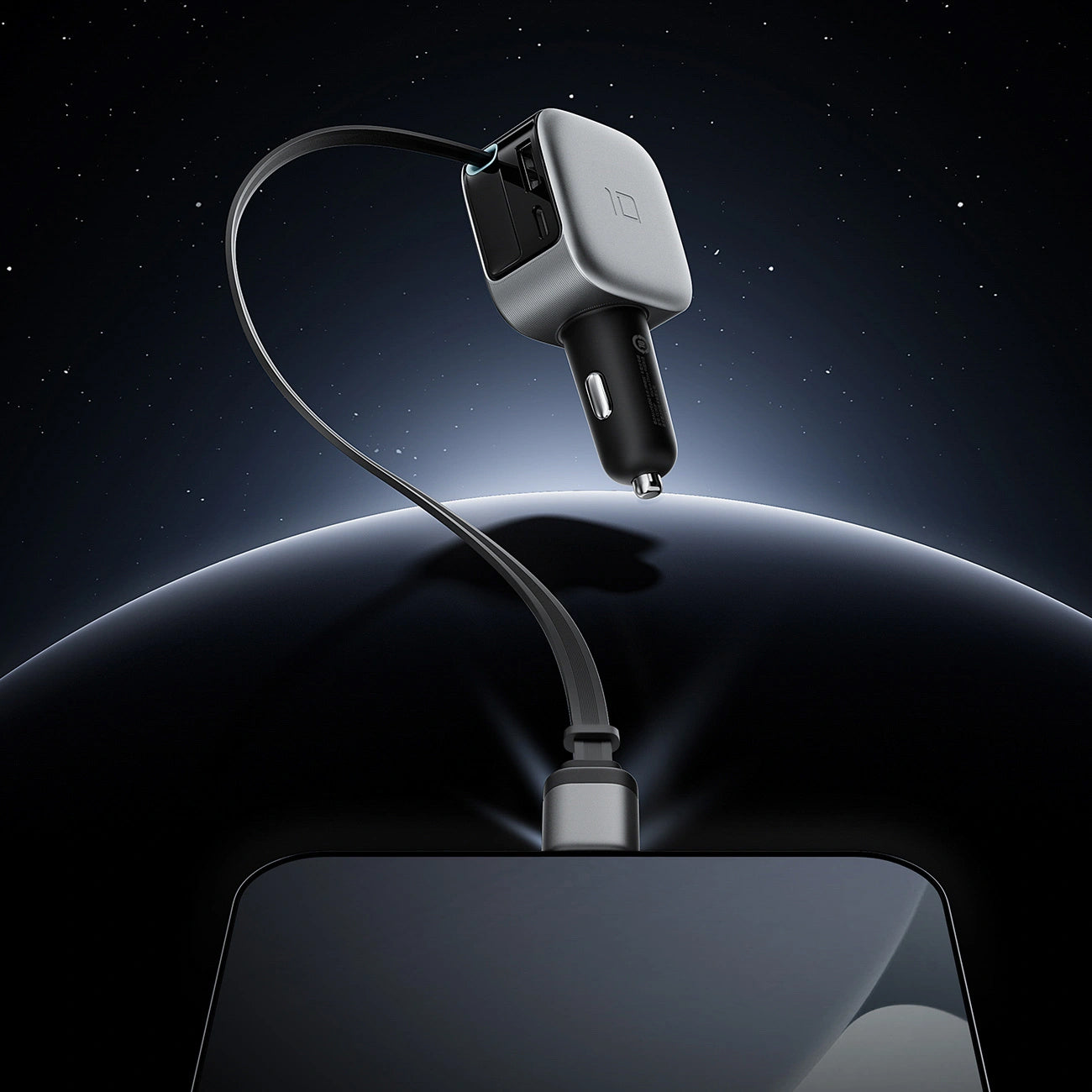 Caricatore Auto Con Cavo USB-C Cuktech CC903P Display, 100W, 5A, 1 x USB-A - 1 x USB-C, Grigio
