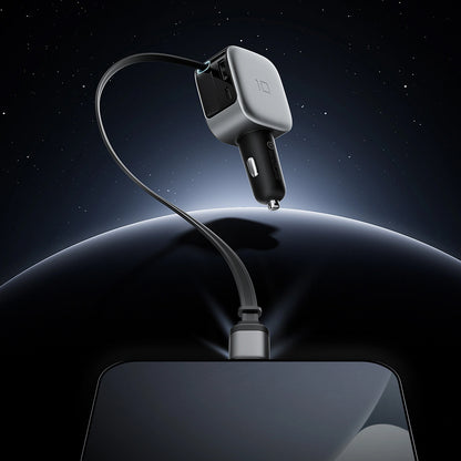Caricatore Auto Con Cavo USB-C Cuktech CC903P Display, 100W, 5A, 1 x USB-A - 1 x USB-C, Grigio