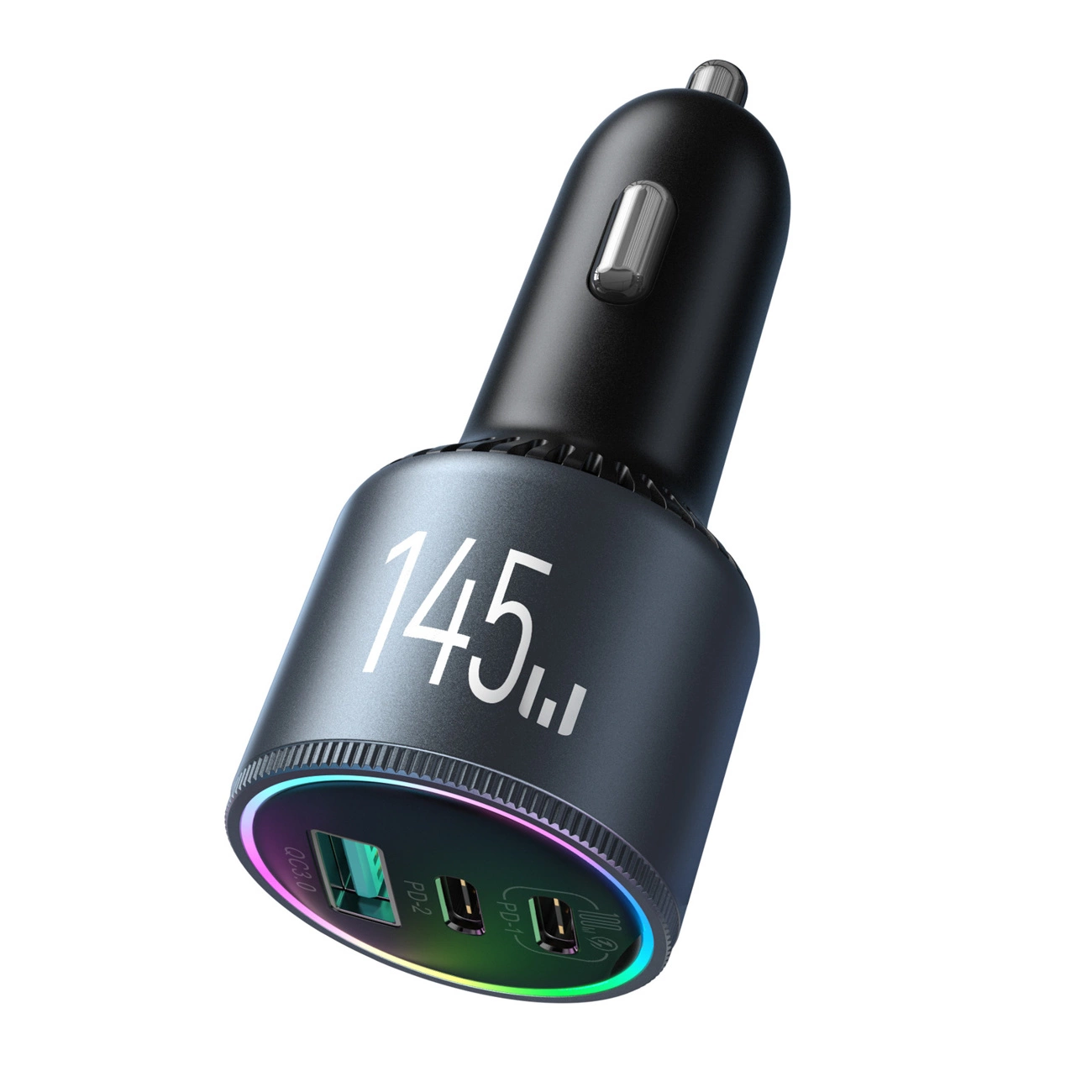 Caricabatterie Auto Con Cavo USB-C Joyroom JR-CCN07, 145W, 5A, 1 x USB-A - 2 x USB-C, Grigio