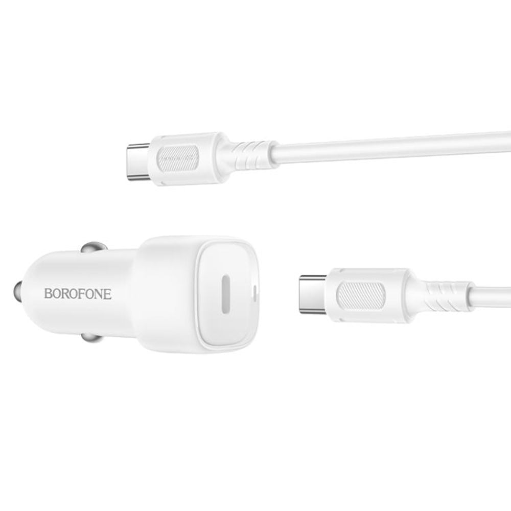 Caricabatterie Auto con Cavo USB-C Borofone BZ34A Cloud, 20W, 3A, 1 x USB-C, Bianco