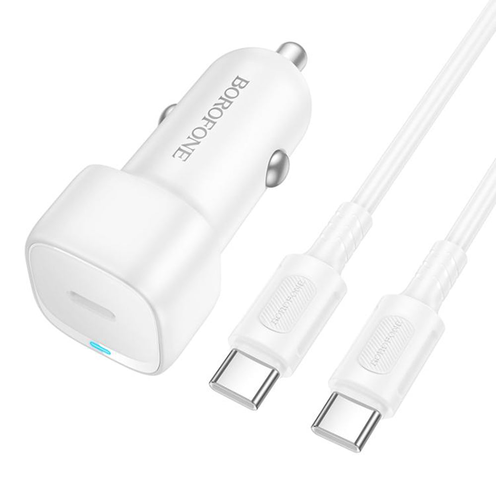 Caricabatterie Auto con Cavo USB-C Borofone BZ34A Cloud, 20W, 3A, 1 x USB-C, Bianco