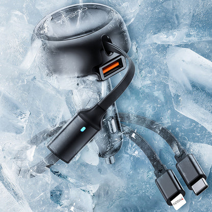 Caricabatterie Auto con Cavo USB-C / Lightning Yesido Y61, 53W, 3A, 1 x USB-A, Nero